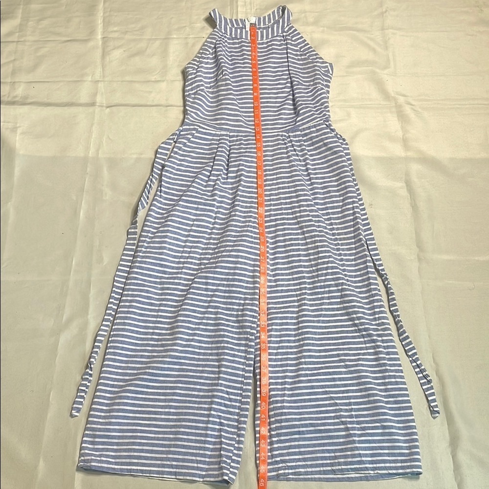CBR Striped Halter Jumpsuit in Blue and White with waist tie - Picture 9 of 12